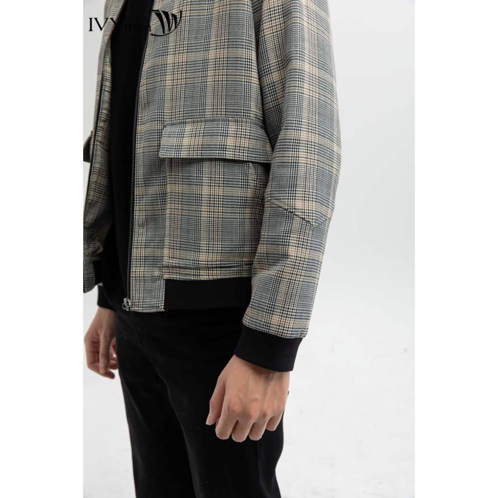 Áo bomber nam kẻ 2 túi IVY moda MS 70E2829