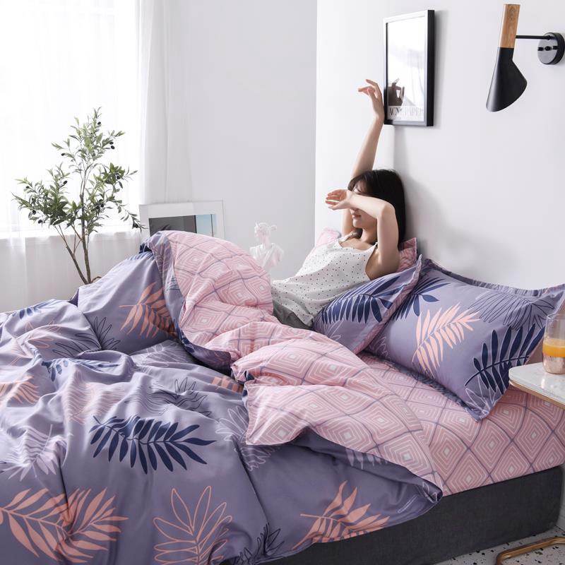 Bộ Vỏ Chăn Ga Gối Cotton Poly Nhập Khẩu (Lá tím SP000992)