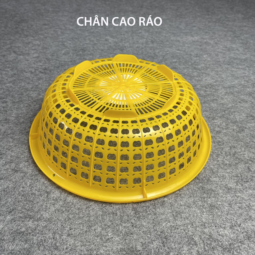 Rổ nhựa tròn lỗ lớn size lớ 50-56 cm Việt Thành, có chân, vành rổ có lỗ xỏ dây treo gọn gàng, nhựa pp chính phẩm, bền bỉ