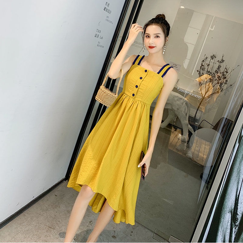 Đầm Nữ Ngắn Tay Cổ Tròn Lưng Thắt Dây Thời Trang