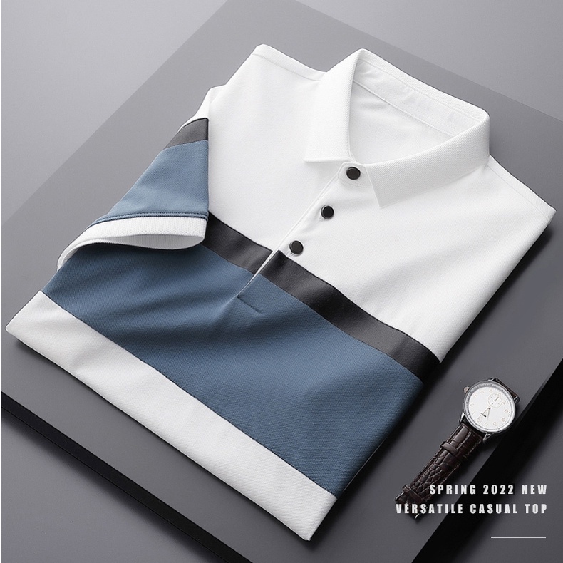 Áo Polo nam cao cấp phối kẻ, cổ viền vải cá sấu cao cấp trẻ trung hàng xuất dư