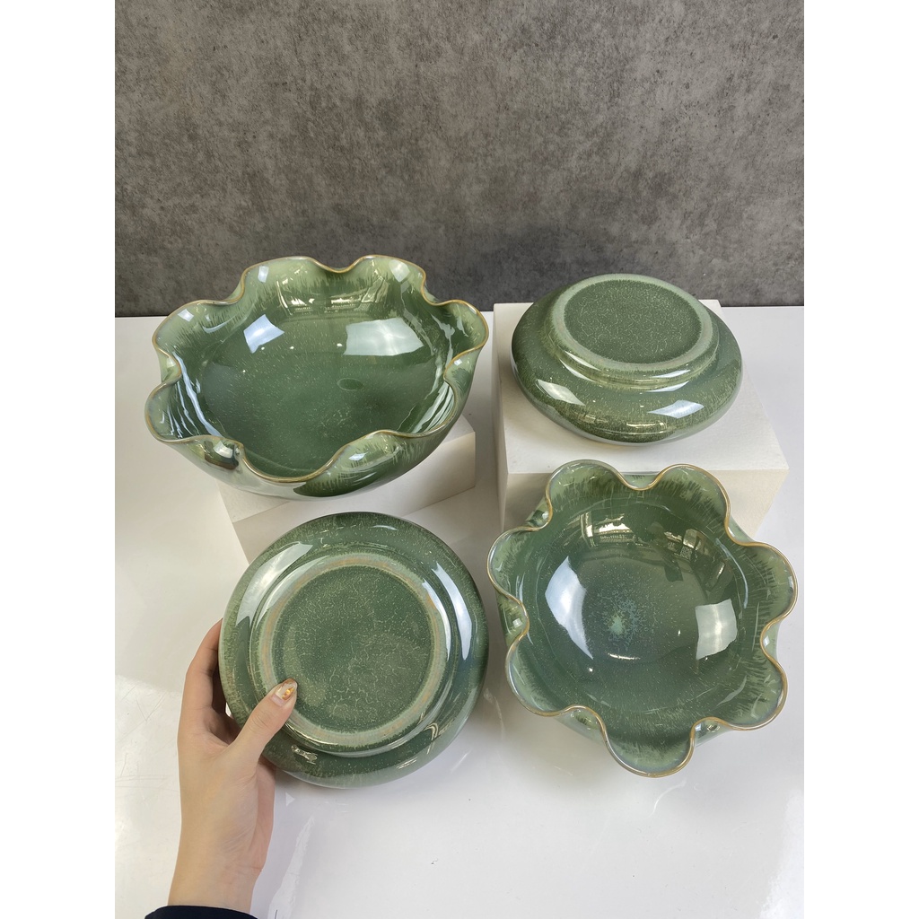 Bát sen tắm Phật thả hoa trang trí Bát Minh Đường Tụ Thuỷ men hỏa biến cao cấp gốm sứ Bát Tràng
