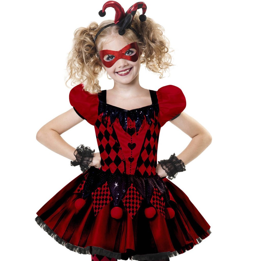 HM0661 - Đầm Hóa Trang Nhân Vật Bác Sĩ Harley Quinn Kèm Cài Tóc Cho Bé Gái