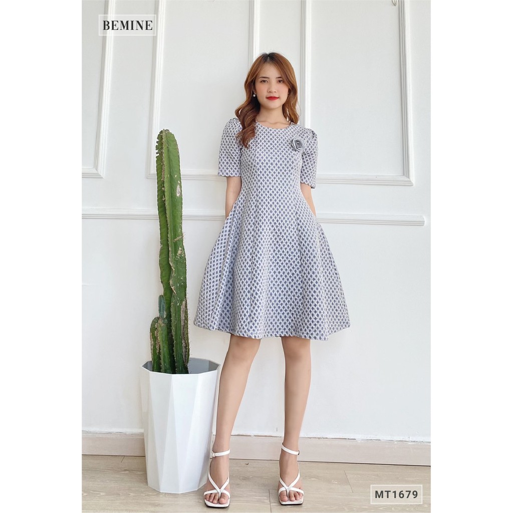 [Mã WABRWA15 giảm 15% đơn 300K] Đầm tapta tùng xòe BEMINE MT1679XANH | BigBuy360 - bigbuy360.vn