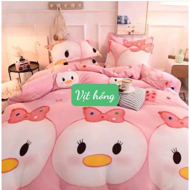 [giá hủy diệt]Bộ Ga Gối 1m6x2m Vải Cotton Poly Mềm Mịn,được chọn mẫu hanhrui-vịt hồng