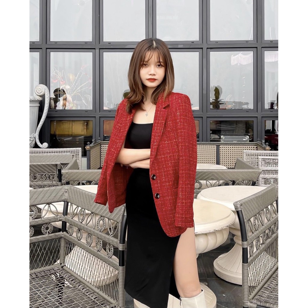 Áo khoác vest dạ đỏ
