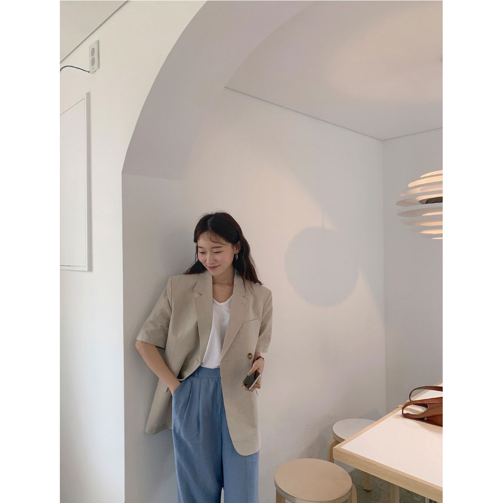 [SẮN RÊU+BE SỐ LƯỢNG ÍT] Áo blazer cộc tay basic style Hàn Quốc (nâu/be/xanh) | BigBuy360 - bigbuy360.vn