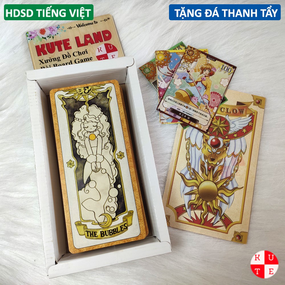 Bài Tarot Clow Sakura CardRaptor Phiên Bản Màu Nâu 56 Lá Bài Tặng Đá Thanh Tẩy Và Hướng Dẫn Tiếng Việt