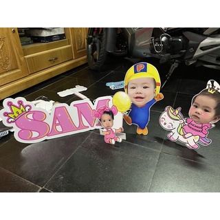 Combo 2 hình chibi và cây welcome có hình bé