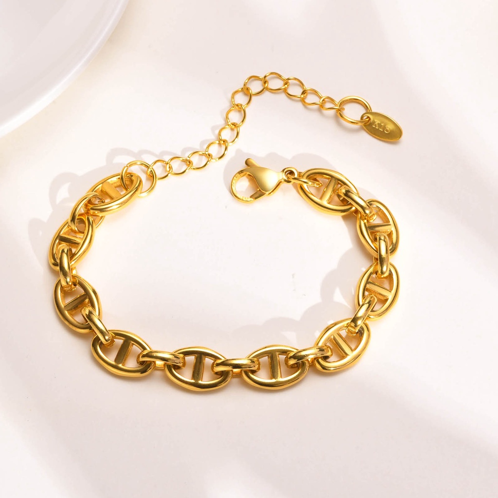 Vnox Vòng Tay Mắt Xích Bằng Thép Không Gỉ 18K 5mm Cho Nữ