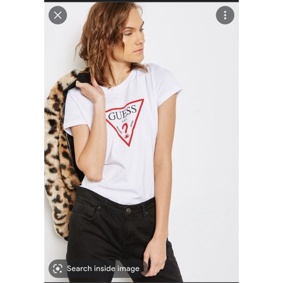 Áo thun trắng GUESS auth tuồn kho vnxk guess logo printed white t-shirt áo phông basic thun cotton mát xuất khẩu dư xịn