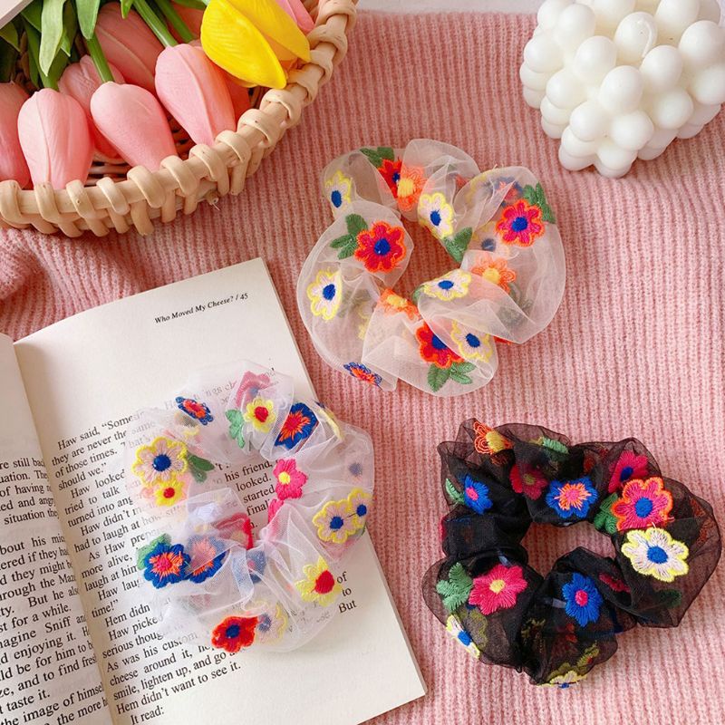 Dây Cột Tóc Đuôi Ngựa In Họa Tiết Hoa Cúc Xinh Xắn Thời Trang Giá Đỡ