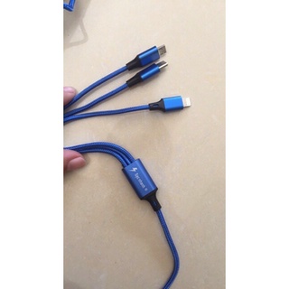 Cáp sạc 3 đầu dây dù gồm Micro USB lightning Type C