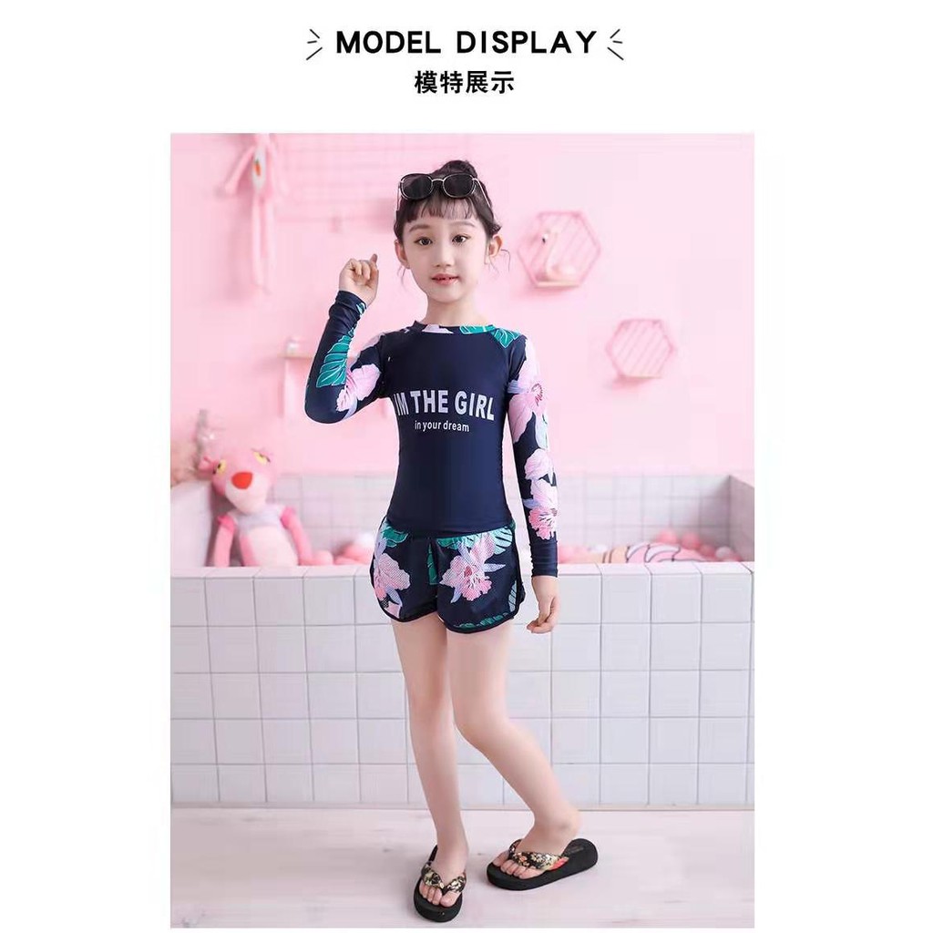 Bộ bơi bé gái tay dài xinh xăn | BigBuy360 - bigbuy360.vn