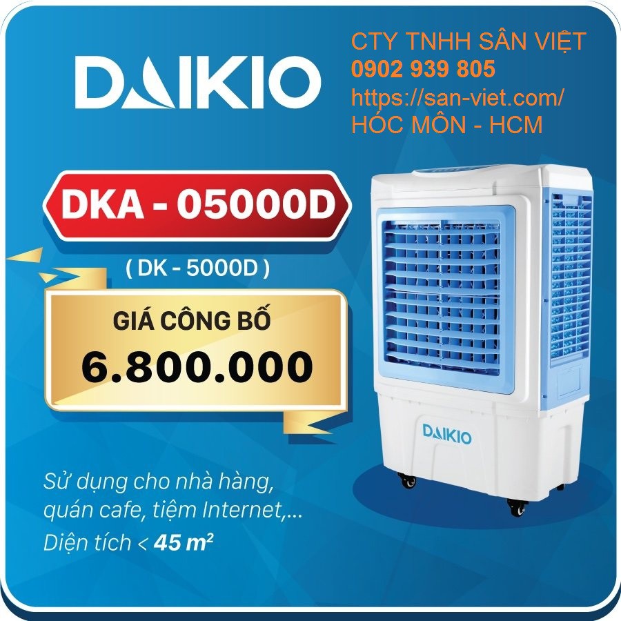 [GIÁ TỐT] Máy làm mát không khí Quạt Hơi Nước Daikio DK-5000D 210w-45lit-30m2