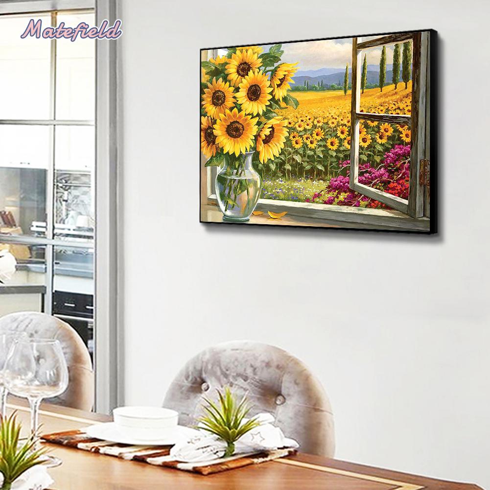 Set tranh thêu chữ thập hình hoa hướng dương 11CT DIY