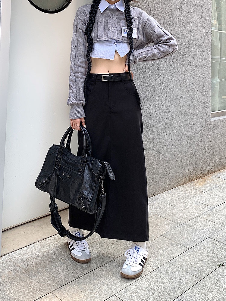 57078 Miễn Phí Thắt Lưng Váy Cạp Cao Giản Dị Mới