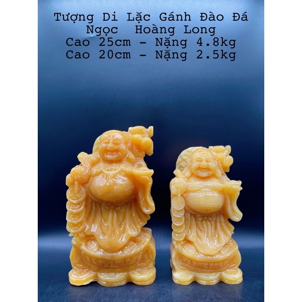 Tượng Di Lặc Đứng Gánh Đào Đá Ngọc Hoàng Long Cao 25cm