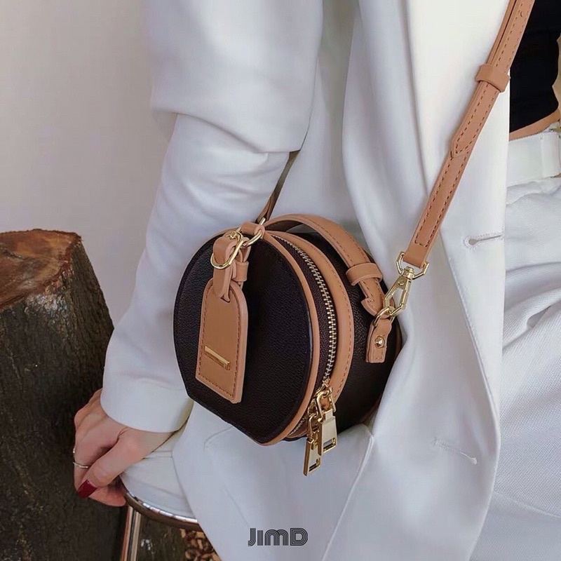 Túi xách nữ dáng hộp tròn da sần - DRUM