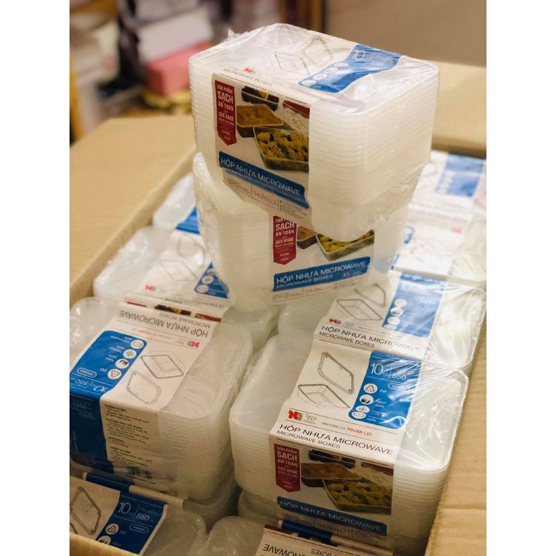 🔥RẺ VÔ ĐỊCH🔥Bộ 10 hộp nhựa đựng thức ăn, rau câu , ..1000ml dùng được cho Microwave kèm nắp