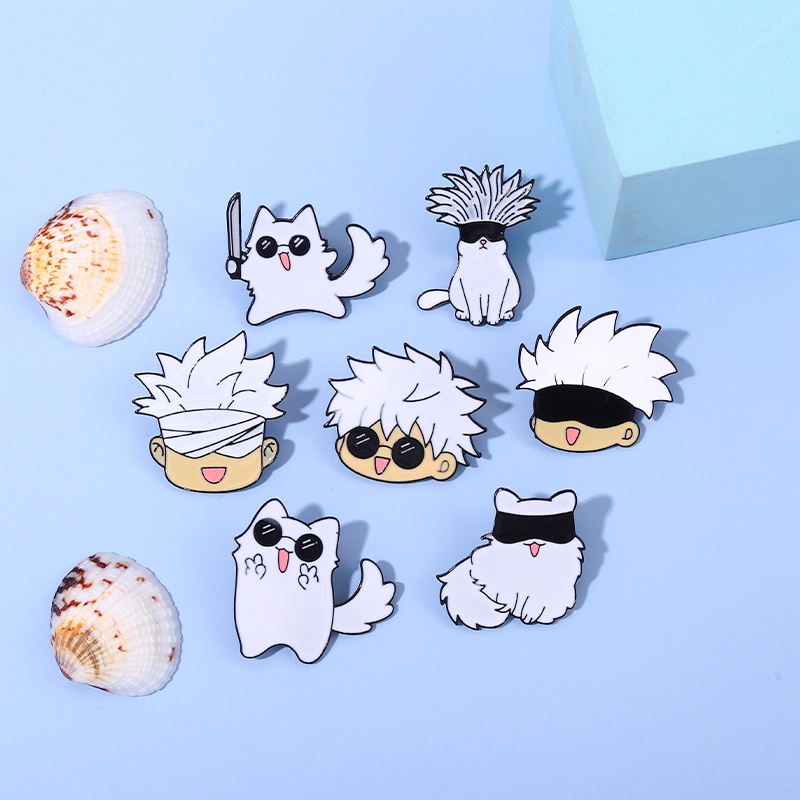 Ghim cài áo QIHE JEWELRY tráng men hình các nhân vật trong anime Jujutsu Kaisen phong cách dễ thương dùng làm quà tặng