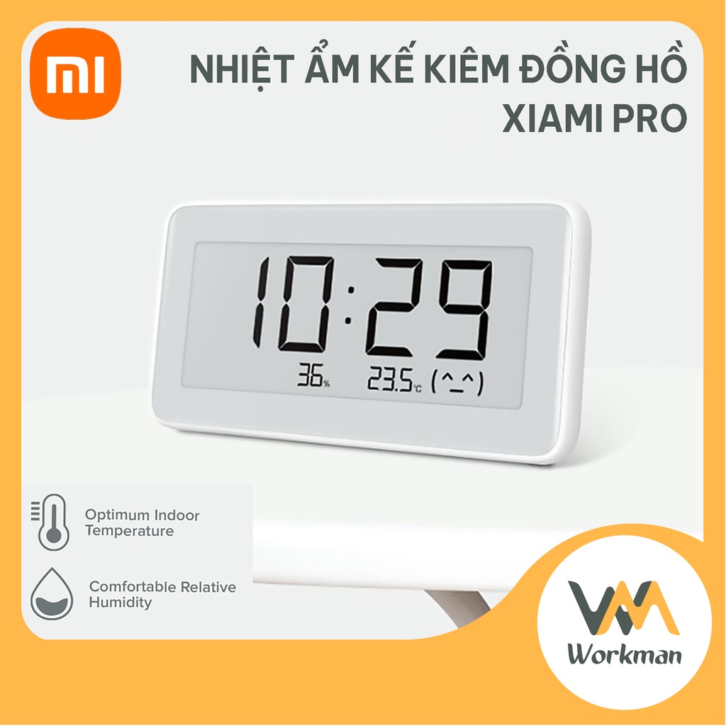 Ẩm Kế Thông Minh Xiaomi, Ẩm Nhiệt Kế Kiêm Đồng Hồ, Kết Nối & Theo Dõi Trên Điện Thoại - Xiaomi Mijia Smart Digital Clock