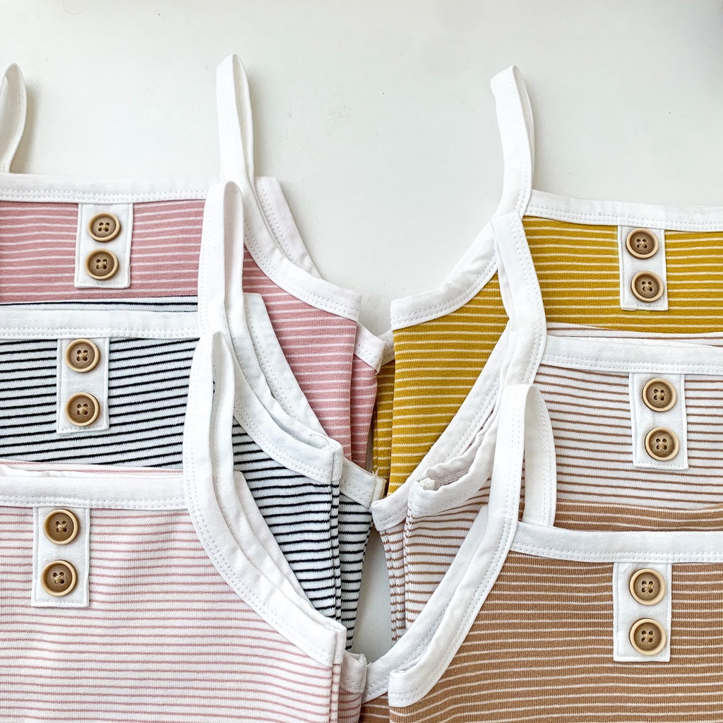 Áo liền quần hai dây họa tiết kẻ sọc thời trang dành cho trẻ em