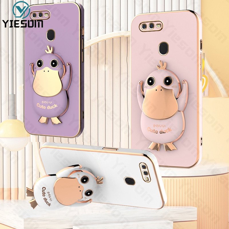 Ốp Điện Thoại Silicon Mềm Chống Sốc Có Giá Đỡ Hình Chú Vịt Dễ Thương Dành Cho OPPO F9 F11 Pro F7 F5 F11 F9