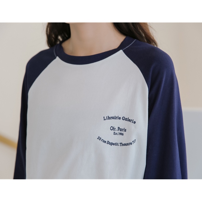 Áo thun peppermint 30676 tay dài cổ tròn in chữ màu sắc