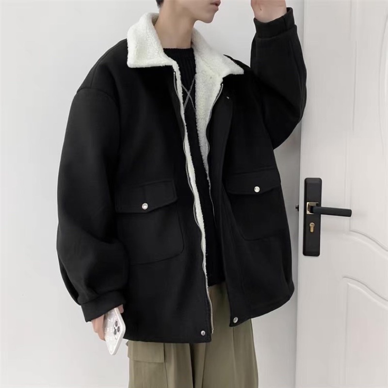 Áo khoác unisex nam nữ, Chất dạ lì có lót lông cừu bên trong cực ấm phòng cách trẻ trung năng động, mã HC89
