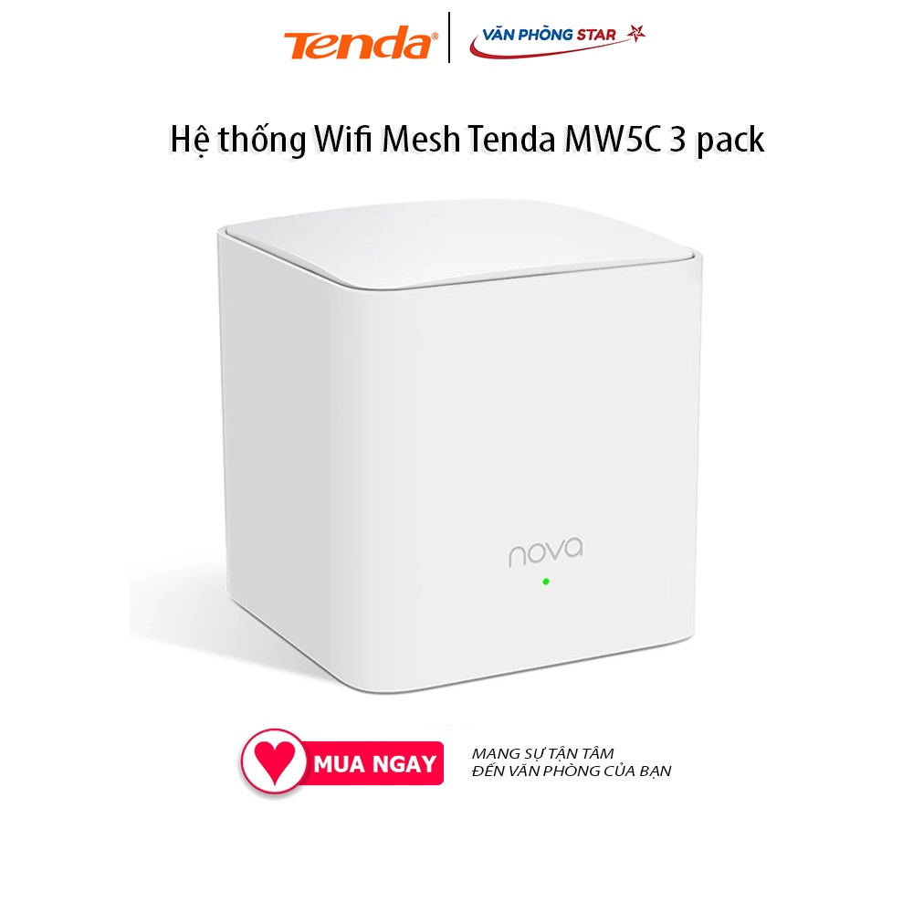 Hệ thống Wifi Mesh Tenda MW5C 3 pack Chuẩn kết nối: 802.11 a/b/g/n/ac Tốc độ 2.4GHz: 300Mbps; 5.0GHz: 867Mbps