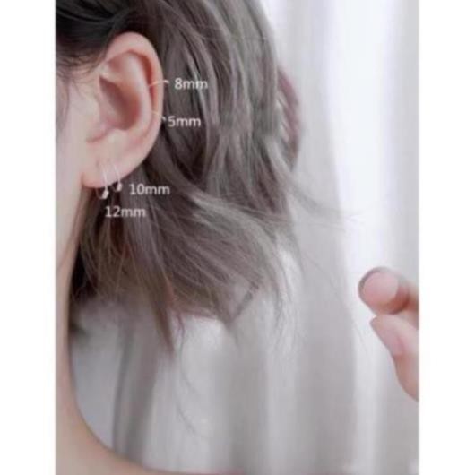 (ĐỌC KĨ TRƯỚC KHI MUA) 1 CHIẾC khuyên tai bông tai bạc mảnh đeo vành sụn tai HGH88
