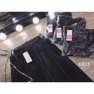 chân váy xếp ly lưng thun dáng dài