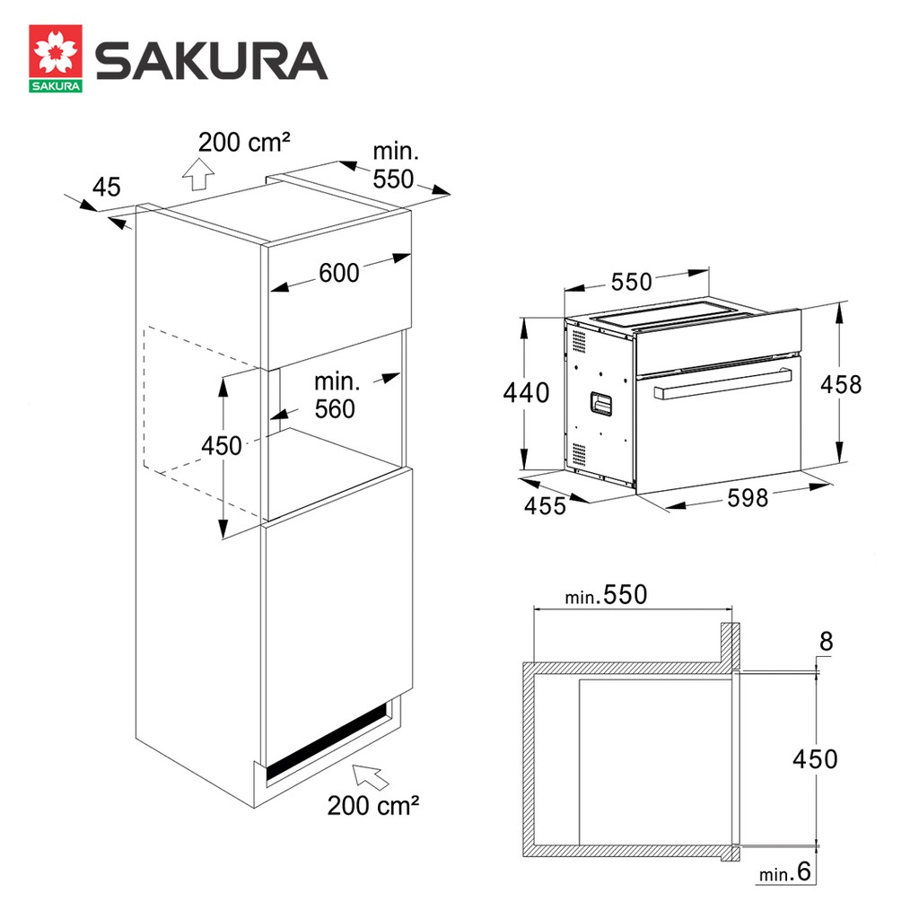 Tủ nướng - hấp Sakura E-8690_chính hãng Mekong