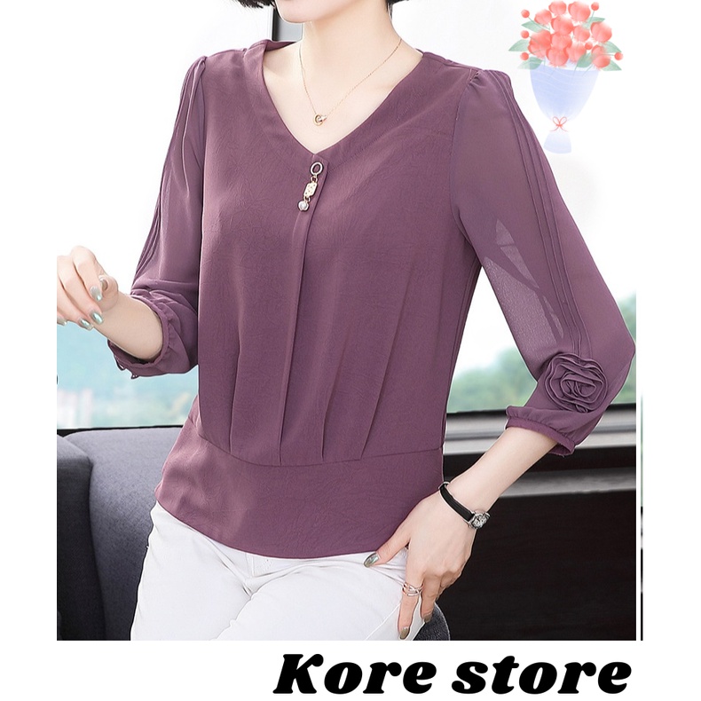 Áo sơ mi nữ trung niên, người già_ đũi thêu ms490