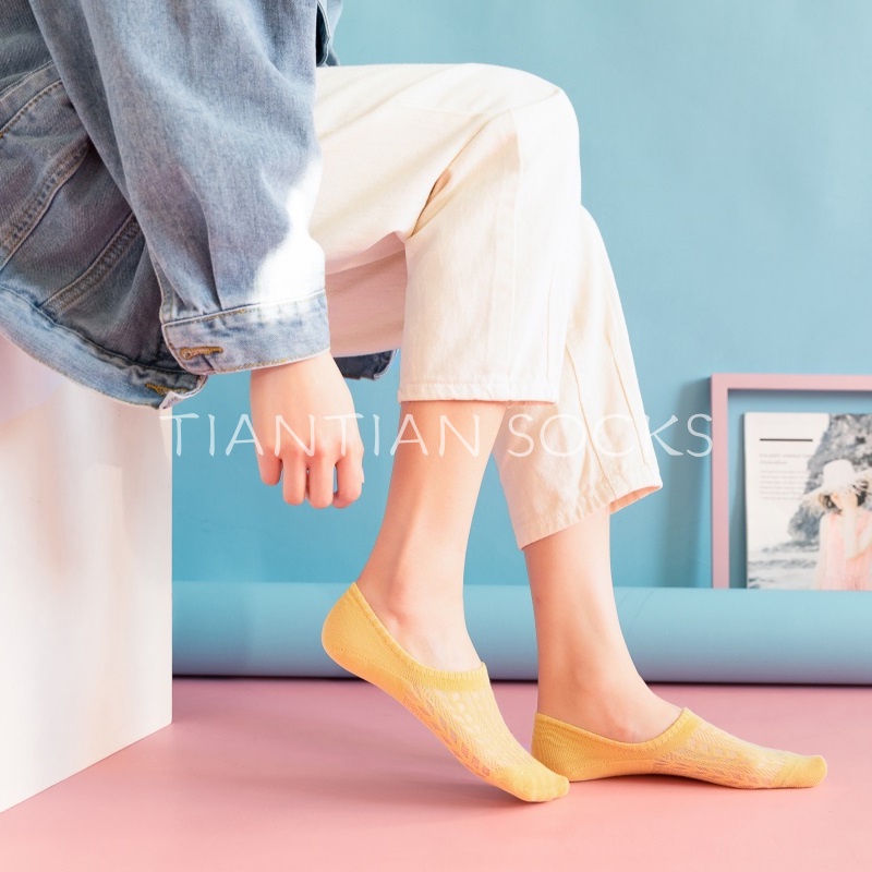 TIAN TIAN T215 Vớ tất hài nữ Ren Lưới Silicone Mỏng Thoáng Khí Chống Trượt Thoáng Khí Thời Trang Mùa Hè Cho Nữ