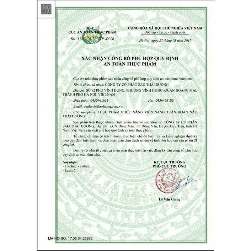 TUẦN HOÀN NÃO THÁI DƯƠNG dạng viên hàng chính hãng