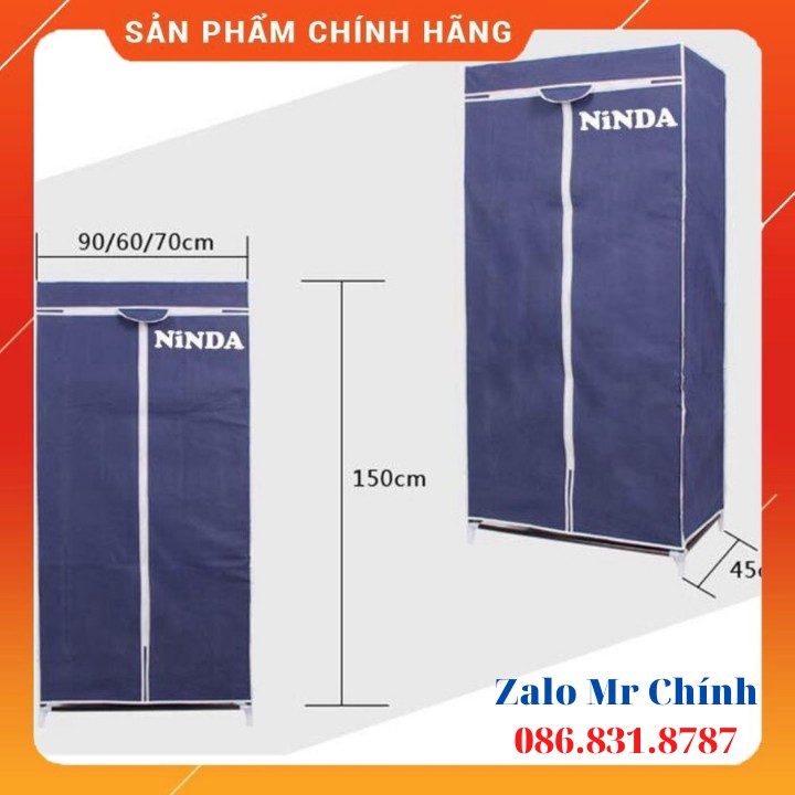 Tủ vải quần áo cao cấp NiNDA T8864 khung sắt, 2 buồng, 2 tầng