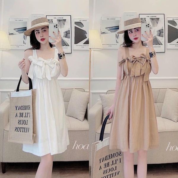 VÁY 2 dây bản to buộc nơ 2 màu