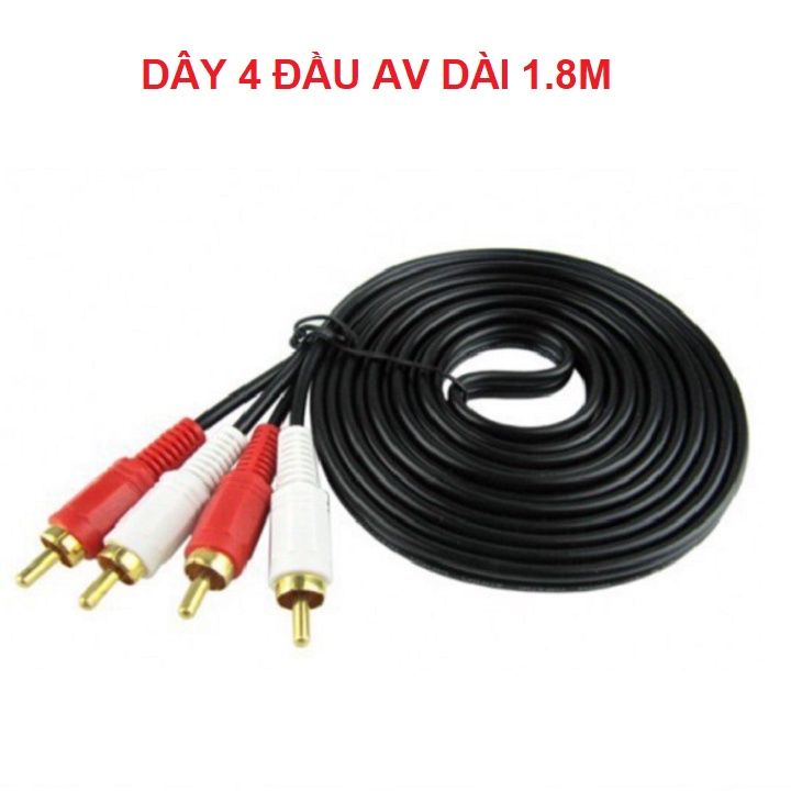 Dây 4 Đầu AV Hoa Sen Đen, Kết Nối Loa Kéo - Đầu Karaoke  Mixer  - Với Amply - Hàng Chất Lượng Cao
