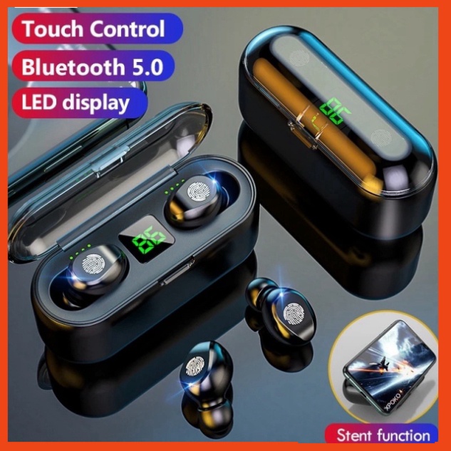 Tai Nghe Bluetooth F9/F9 Pro TWS 5.0 Bản QUỐC TẾ Không Dây Cảm Ứng Chống Nước IPX5, Chống Ồn.PKCH8886