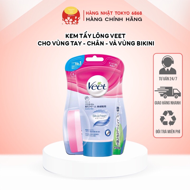 Kem Tẩy lông Veet cho vùng tay - chân - và vùng bikini và dưới cánh cho da thường da nhạy cảm 150G ( Hàng Chuẩn )