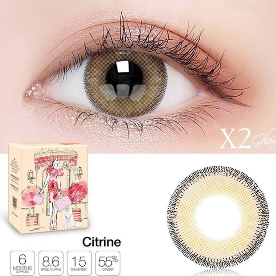 Softlens X2 Glam Dia 15.00mm Tourmaline Citrine Aquamarine Minus (- 3.25 To D - 6.00) / Softlense / Pb