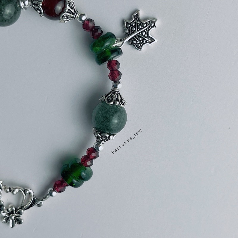 Vòng Tay Garnet Phối Thạch Anh Tóc Xanh VTLER22A Patronus Jewelry