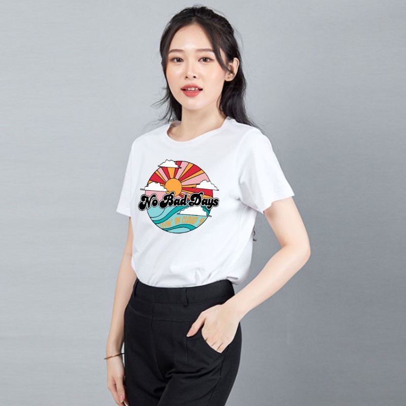 Áo Thun Nữ Form Đẹp chất Cotton mát mẻ mặc cực thích, in hình mặt trời No Bad Day Thương Hiệu The Coth 	AT2F2020