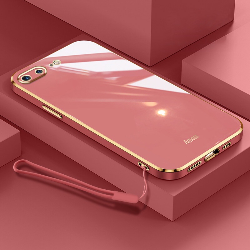 Ốp Điện Thoại Silicone Mạ Viền Sang Trọng Kèm Dây Đeo Cho iPhone 6 6s 7 8 Plus SE 2020
