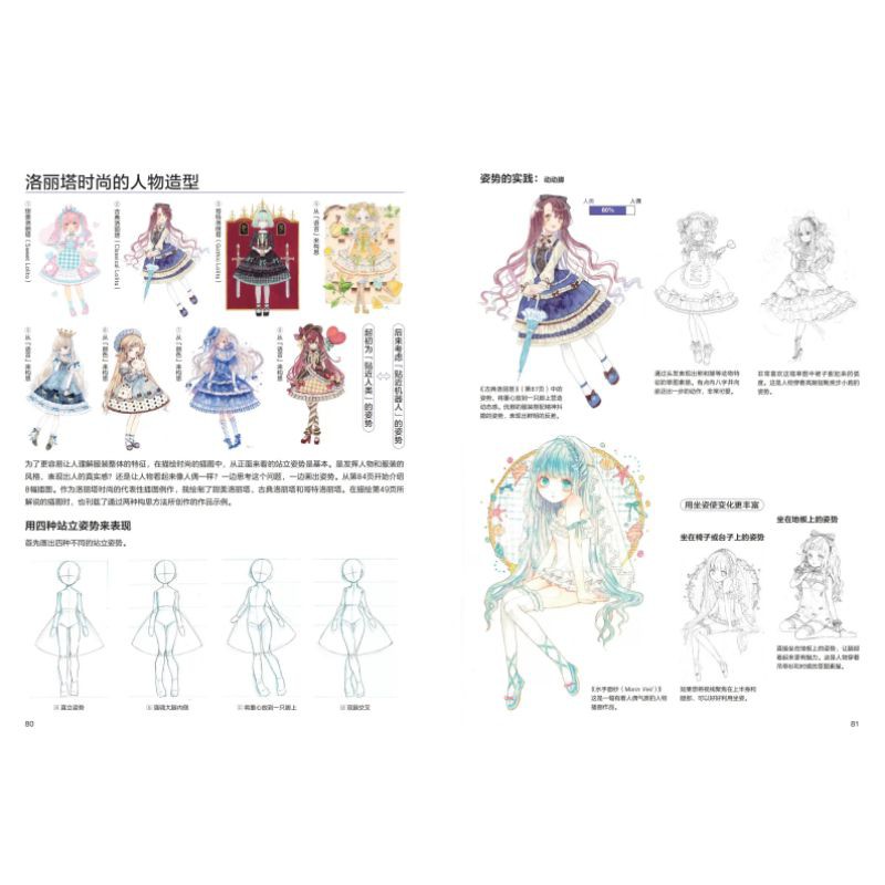 Tập"ARTBOOK kĩ thuật vẽ và tô màu"các mẫu váy áo LOLITA