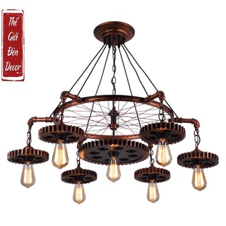 Đèn thả decor vintage t094 , đèn chùm thả bánh xe