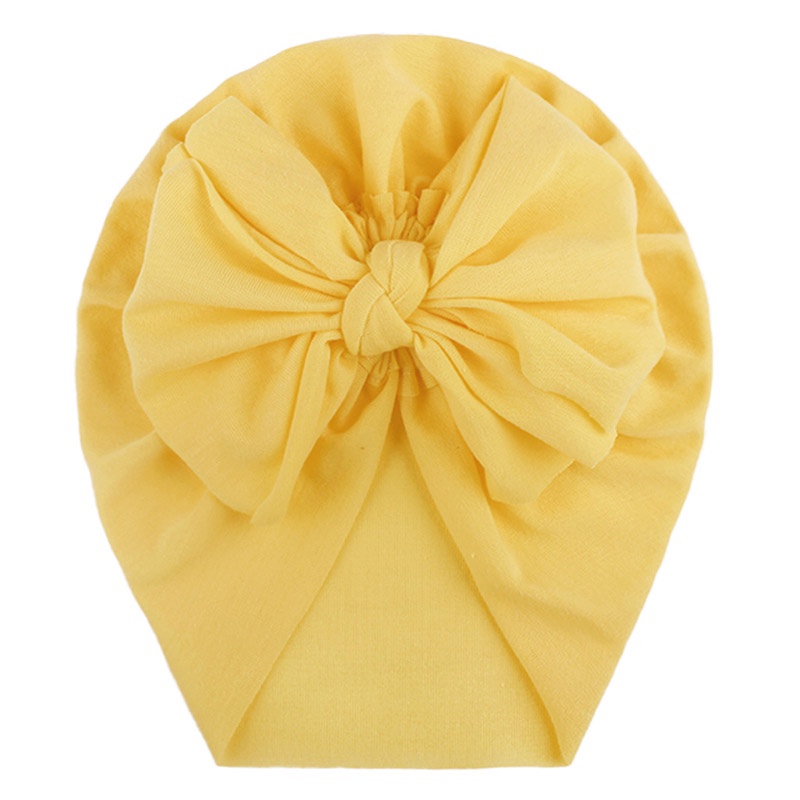 Mũ Beanie Mềm Thắt Nơ Màu Trơn Cho Bé Gái