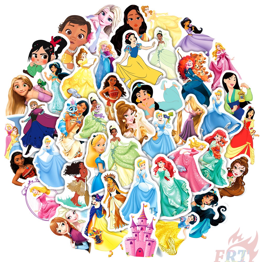 Bộ 50 Cái ❉ Hình Dán Công Chúa Disney Series 02 ❉ Sticker Dán Ván Trượt Thời Trang
